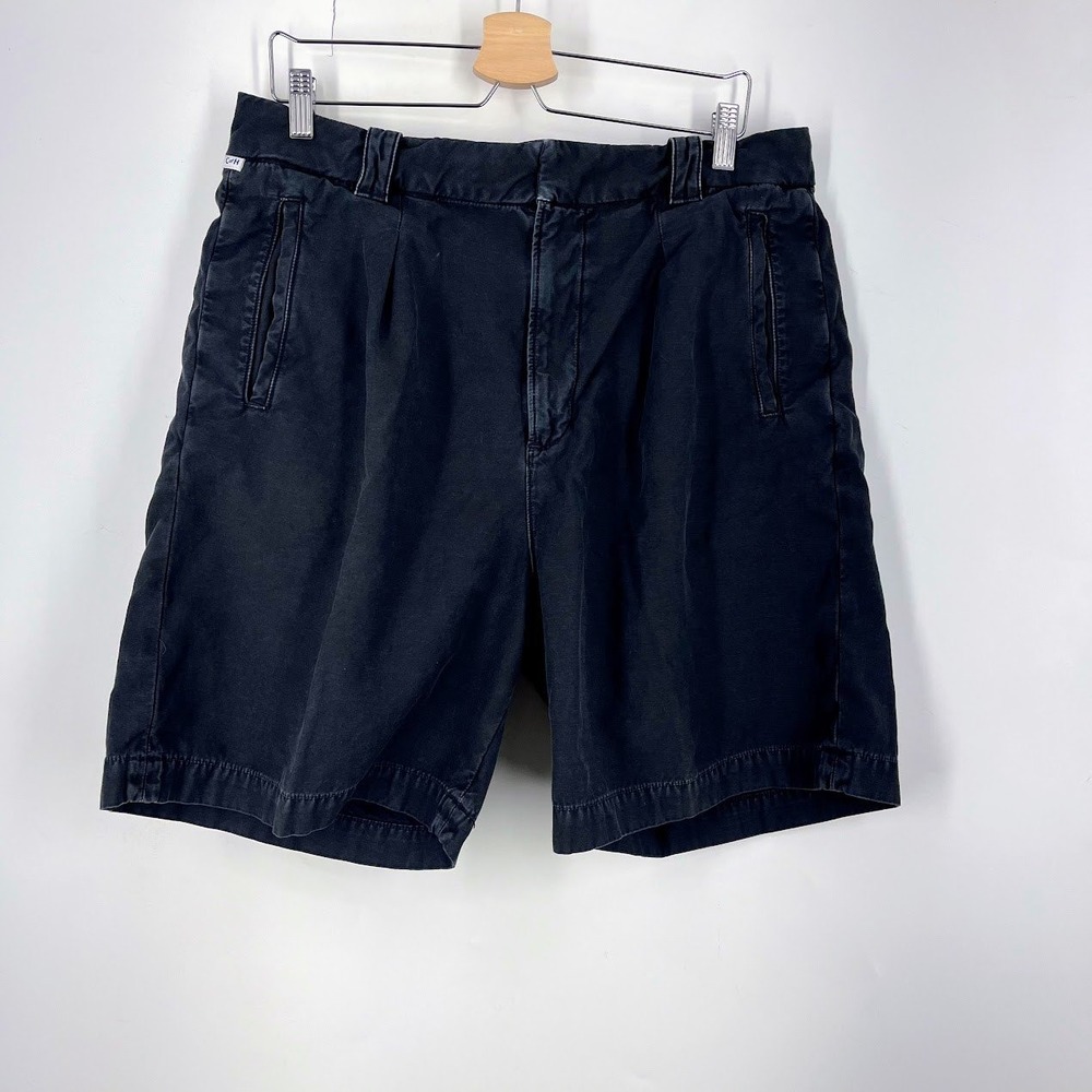 Citizens of Humanity Mens Cara Pleated Chino Shorts Black Zip Pockets Size 33